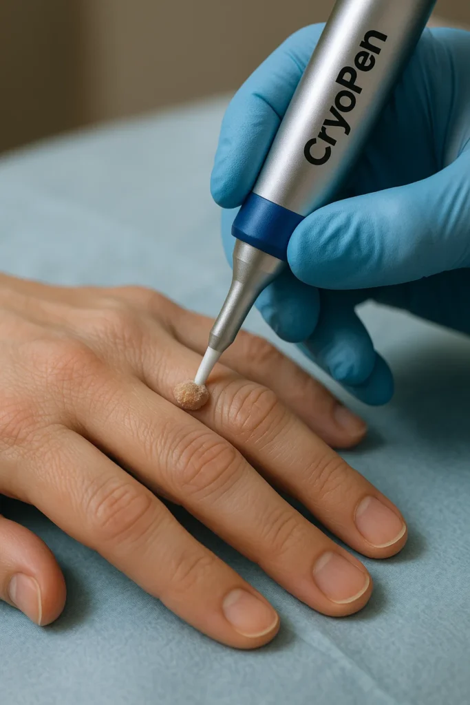 example of cryopen wart removal Milton Keynes treatment on a persons finger