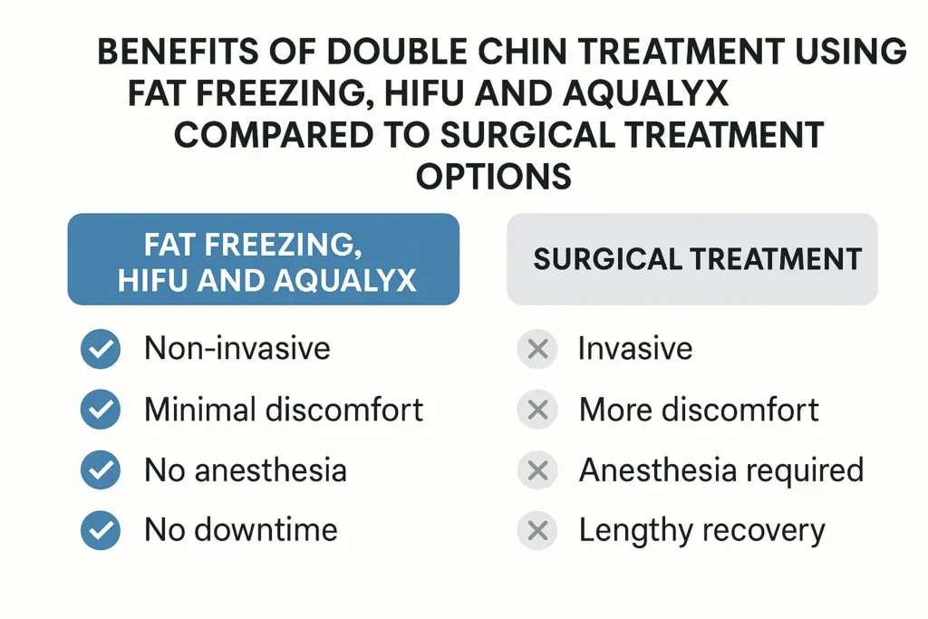 Graphic about the benefits of double chin treatment Milton Keynes - from LA LIPO