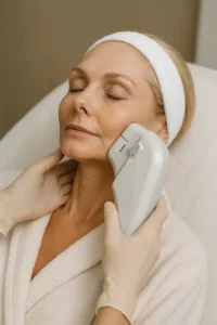 Woman receiving HIFU non surgical facelift treatment Milton Keynes