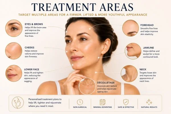 Areas of treatment for the ultimate lift tighten treatment Milton Keynes
